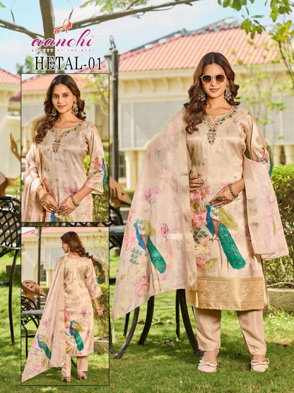 Rubina Hetal Aanchi Jacquard Readymade Pant Style Suits Wholesaler