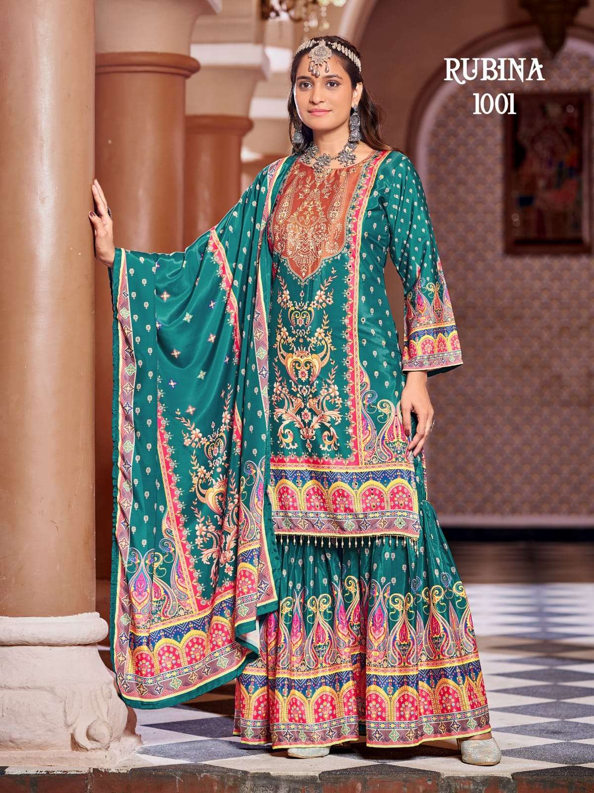 Rubina Mukesh Banwery Crape Silk Pakistani Readymade Suits Exporter Ahmedabad