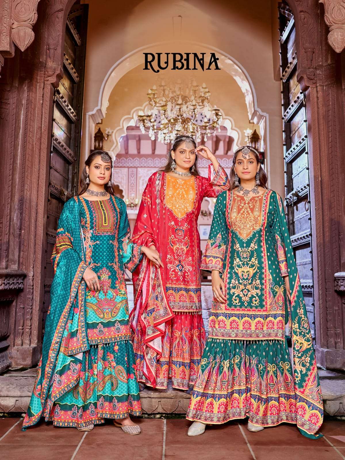 Rubina Mukesh Banwery Crape Silk Pakistani Readymade Suits Exporter Ahmedabad