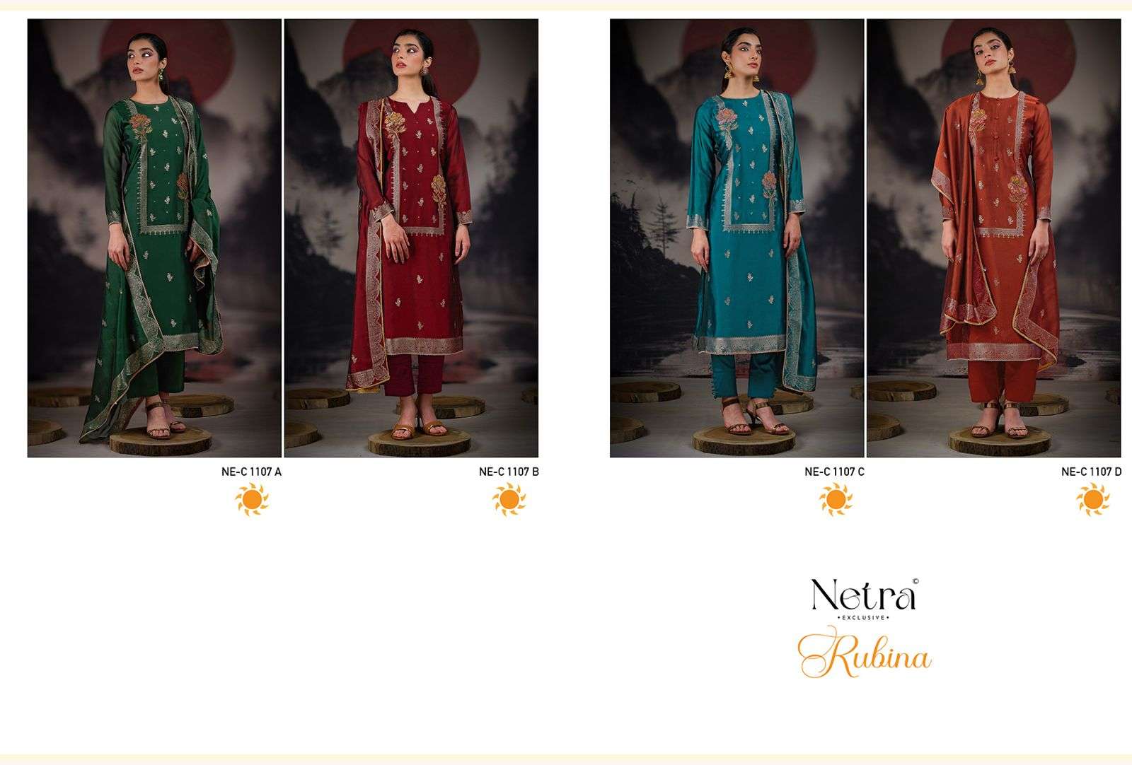 Rubina Netra Premium Viscose Pant Style Suits Exporter India