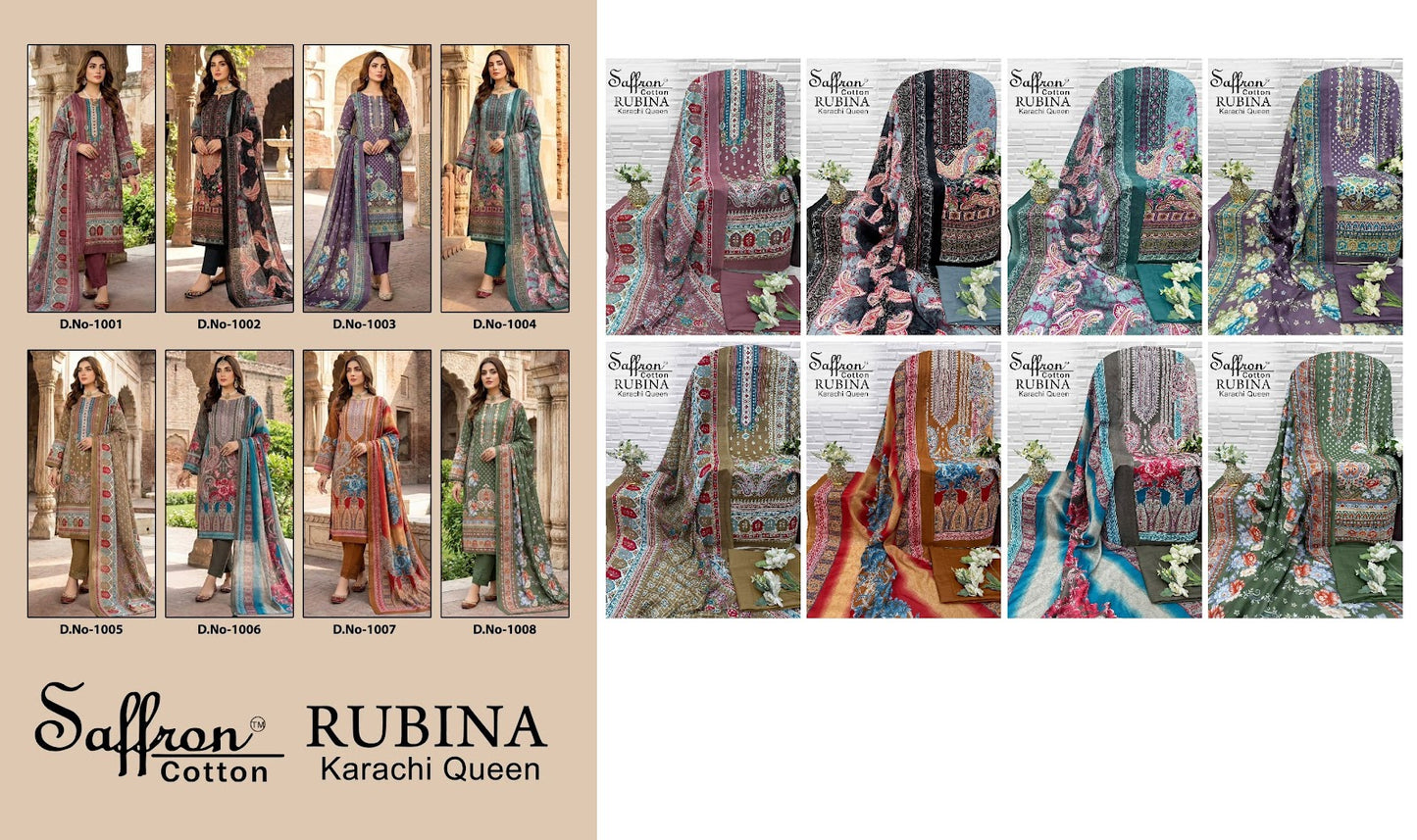 Rubina Queen Saffron Cotton Mix Cotton Karachi Salwar Suits Exporter Ahmedabad