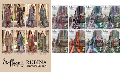 Rubina Queen Saffron Cotton Mix Cotton Karachi Salwar Suits Exporter Ahmedabad