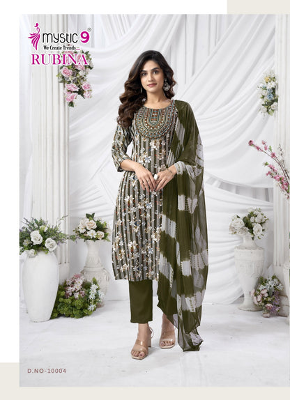 Rubina Vol 10 Mystic 9 Rayon Readymade Pant Style Suits Exporter