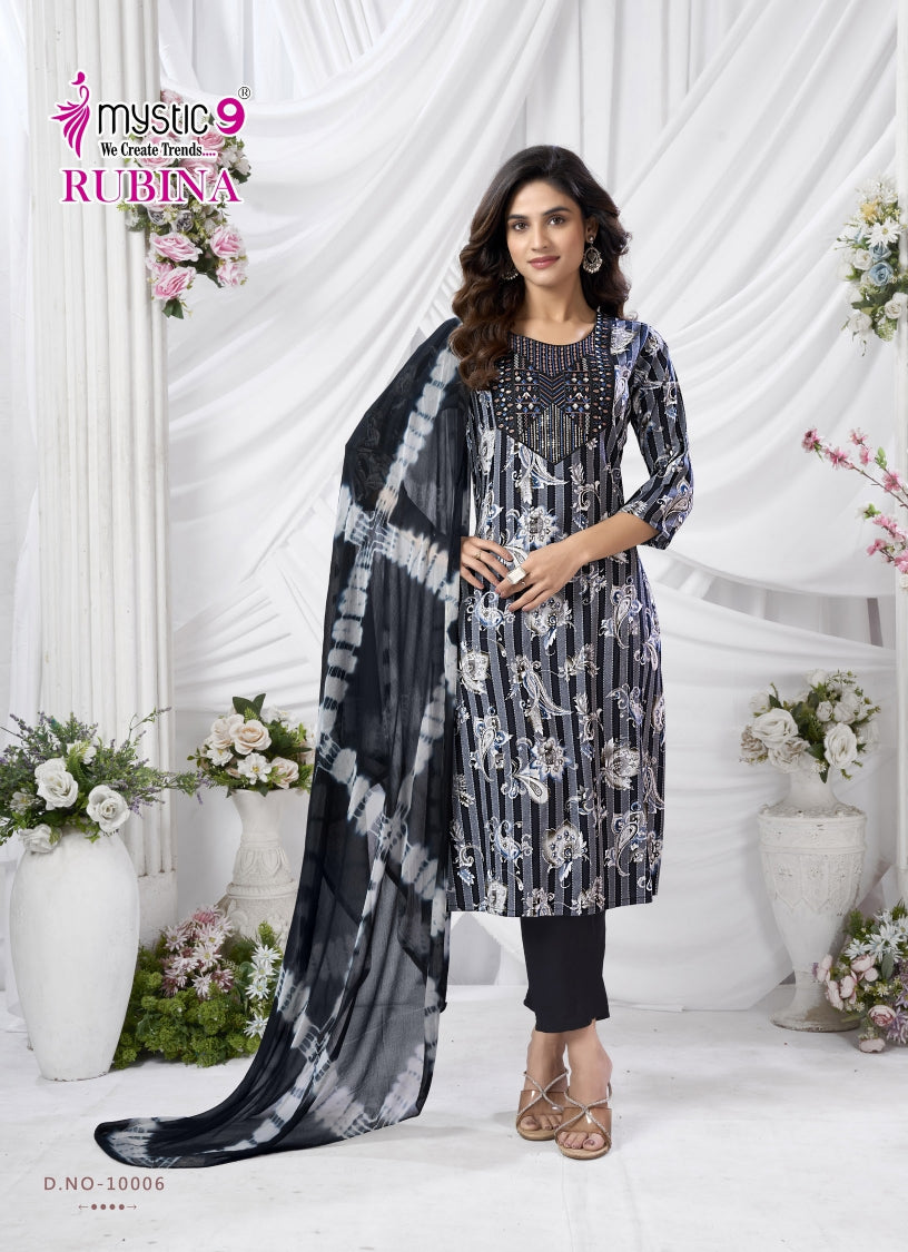 Rubina Vol 10 Mystic 9 Rayon Readymade Pant Style Suits Exporter