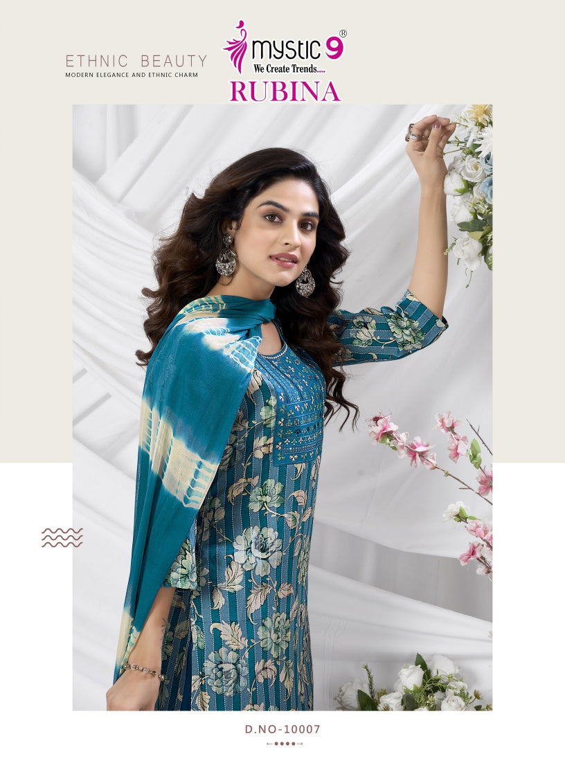 Rubina Vol 10 Mystic 9 Rayon Readymade Pant Style Suits Exporter