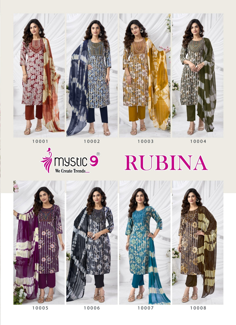 Rubina Vol 10 Mystic 9 Rayon Readymade Pant Style Suits Exporter