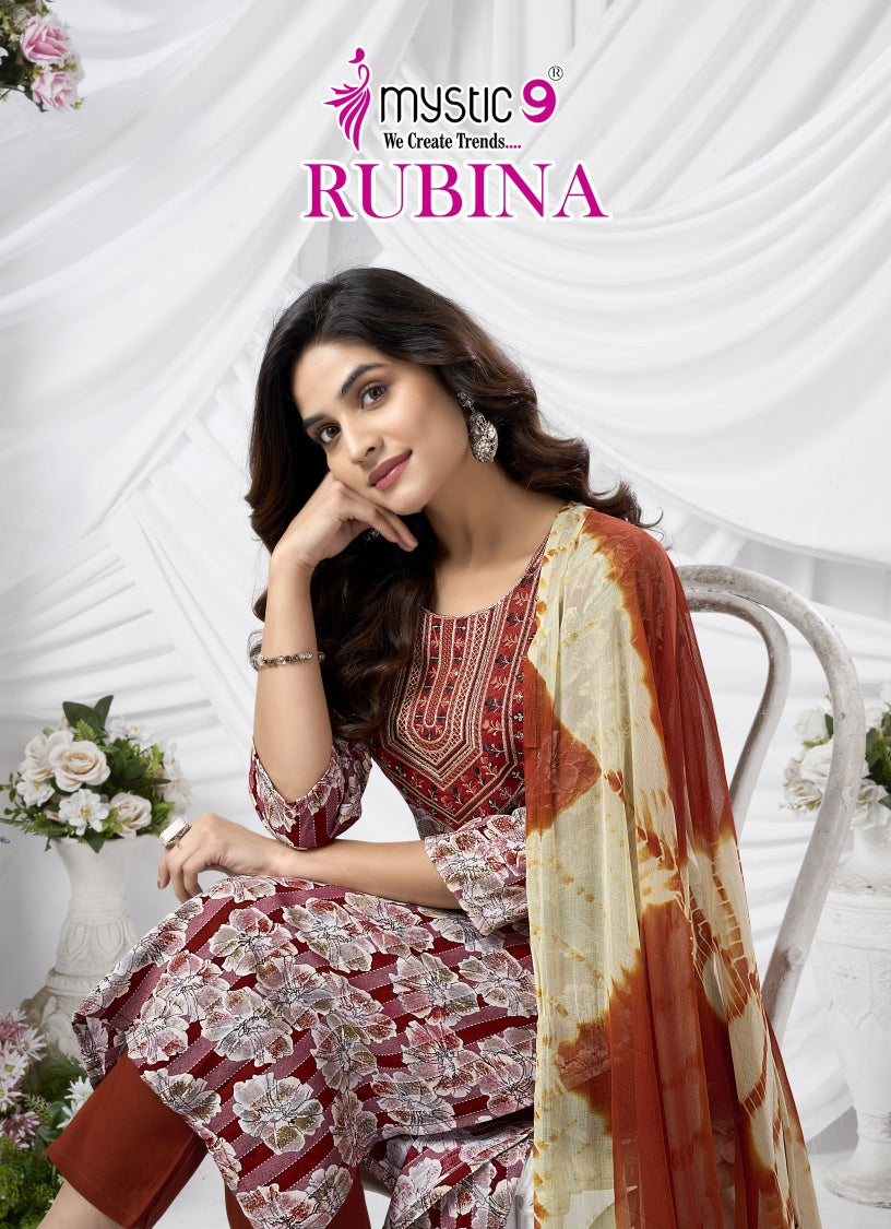 Rubina Vol 10 Mystic 9 Rayon Readymade Pant Style Suits Exporter