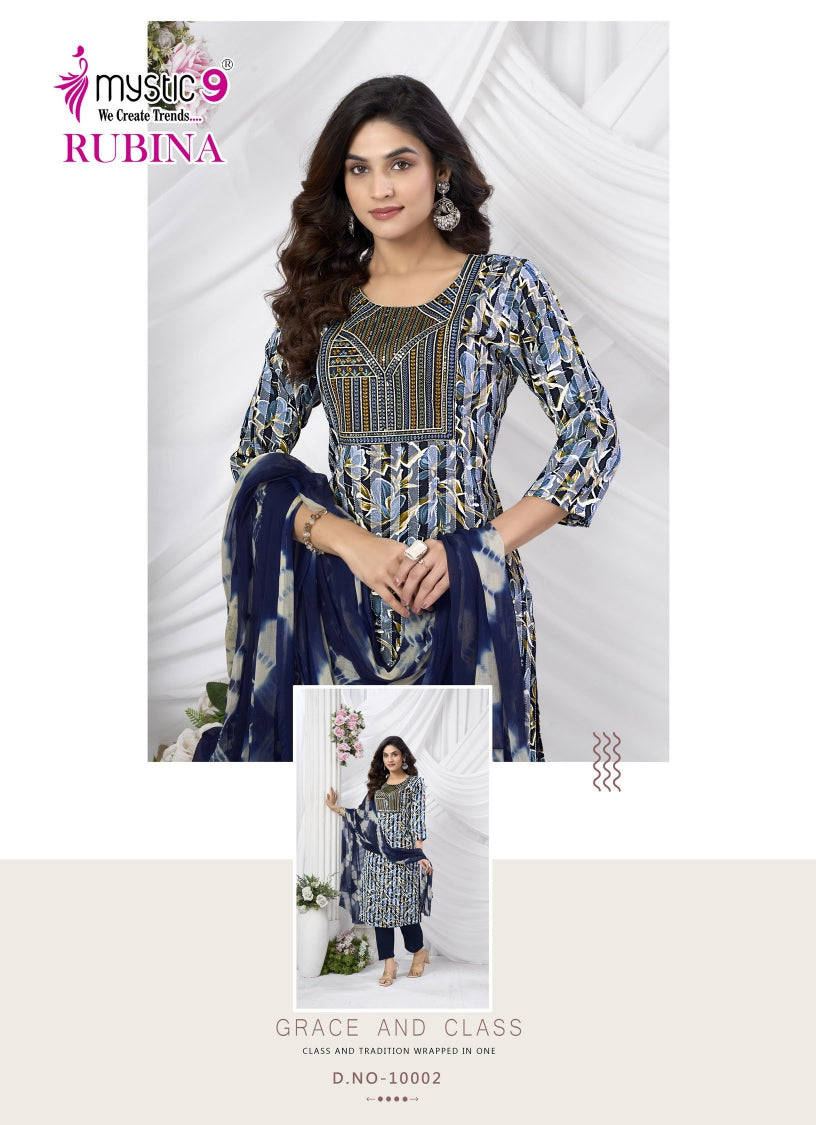 Rubina Vol 10 Mystic 9 Rayon Readymade Pant Style Suits Exporter