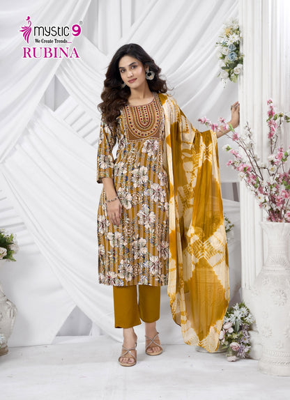 Rubina Vol 10 Mystic 9 Rayon Readymade Pant Style Suits Exporter