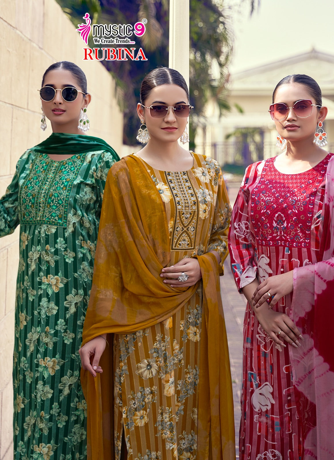 Rubina Vol 12 Mystic 9 Rayon Readymade Pant Style Suits Wholesaler Ahmedabad