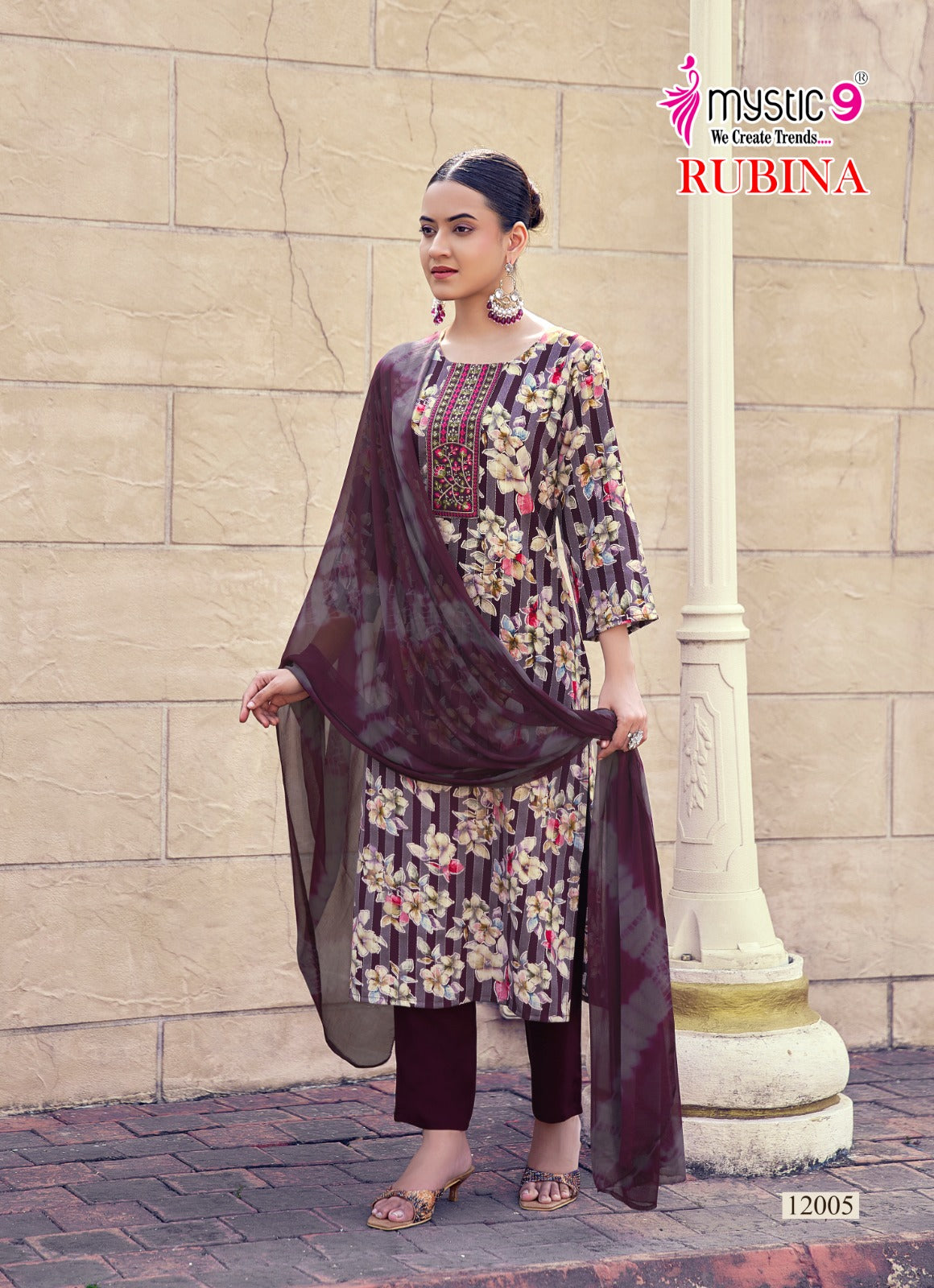 Rubina Vol 12 Mystic 9 Rayon Readymade Pant Style Suits Wholesaler Ahmedabad