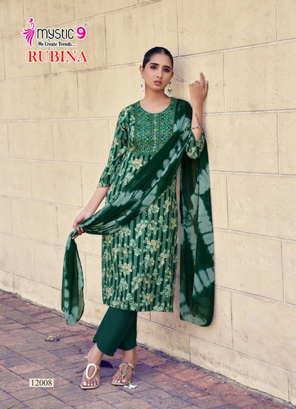 Rubina Vol 12 Mystic 9 Rayon Readymade Pant Style Suits Wholesaler Ahmedabad