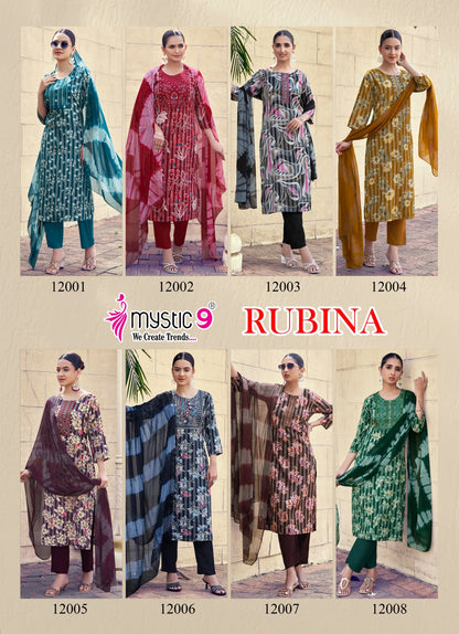 Rubina Vol 12 Mystic 9 Rayon Readymade Pant Style Suits Wholesaler Ahmedabad