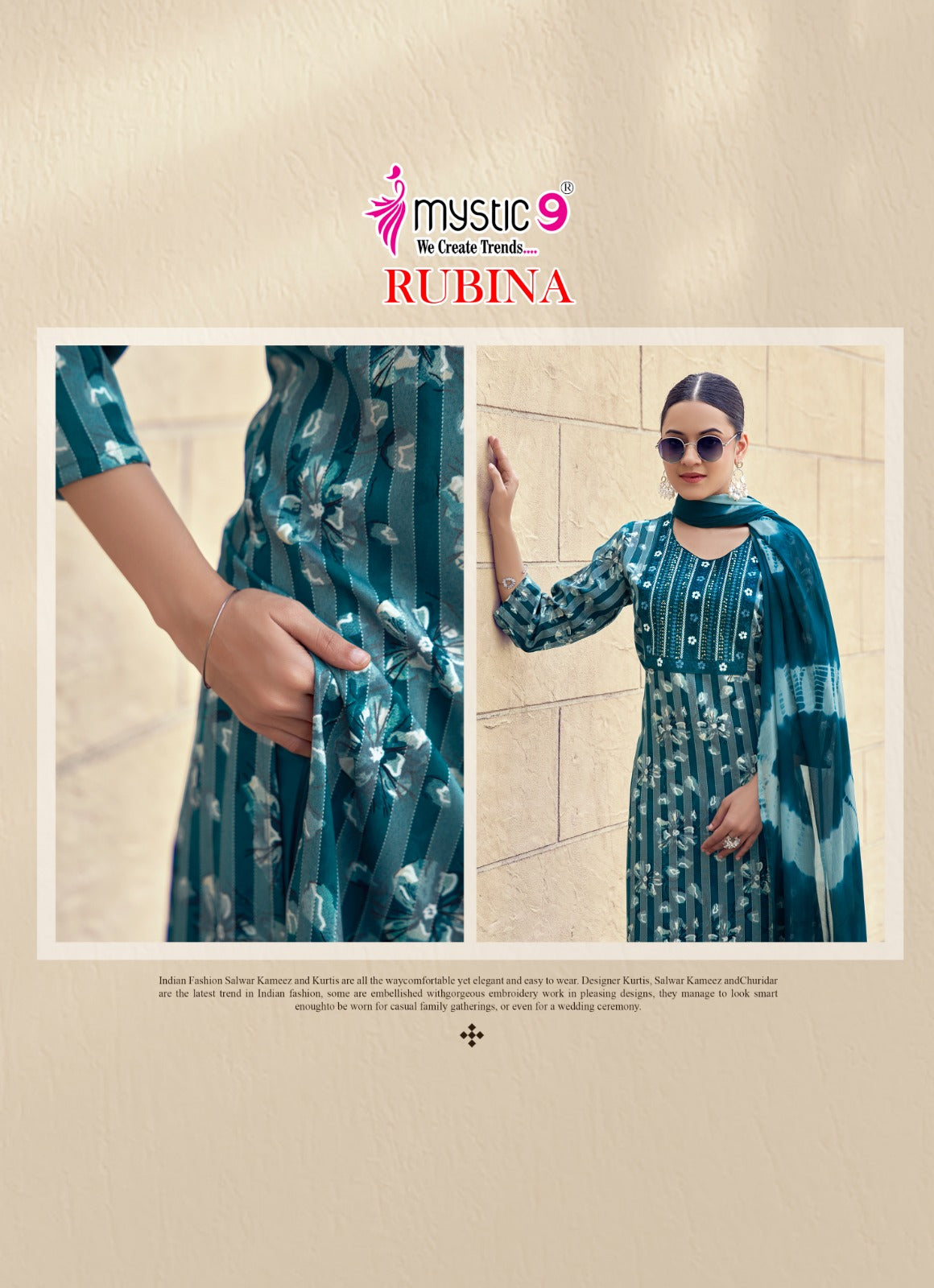 Rubina Vol 12 Mystic 9 Rayon Readymade Pant Style Suits Wholesaler Ahmedabad