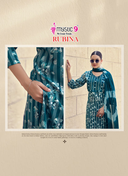Rubina Vol 12 Mystic 9 Rayon Readymade Pant Style Suits Wholesaler Ahmedabad