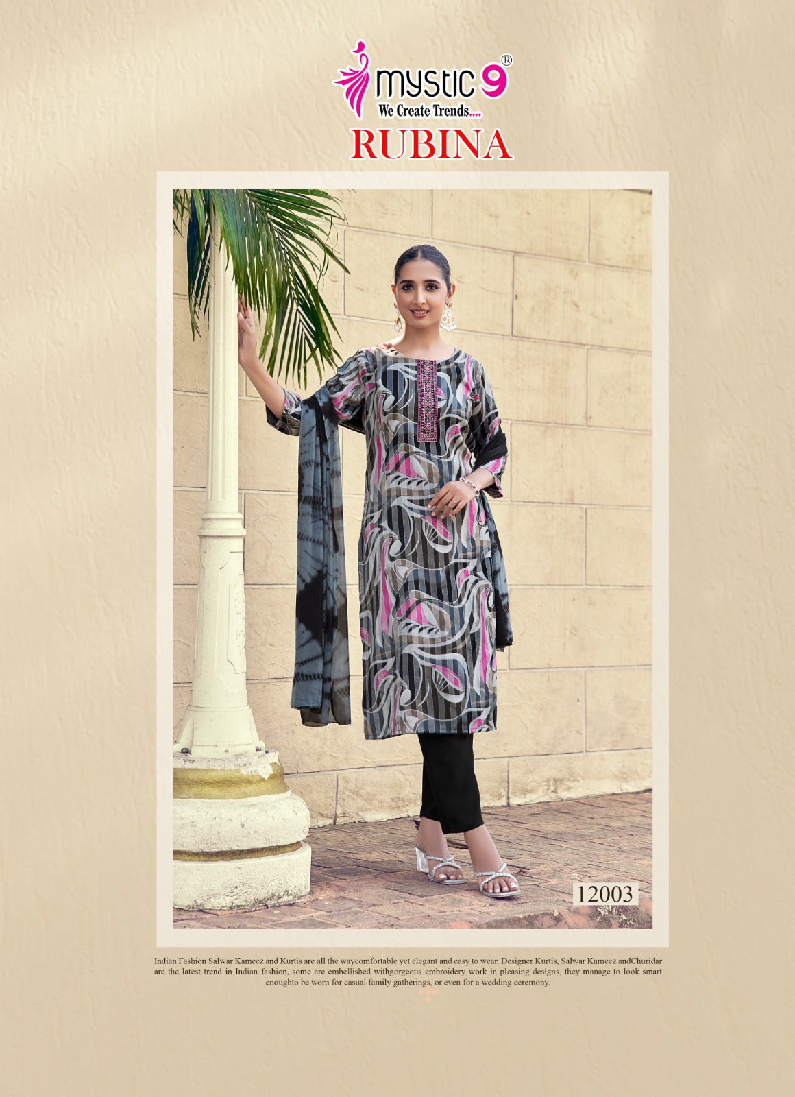 Rubina Vol 12 Mystic 9 Rayon Readymade Pant Style Suits Wholesaler Ahmedabad