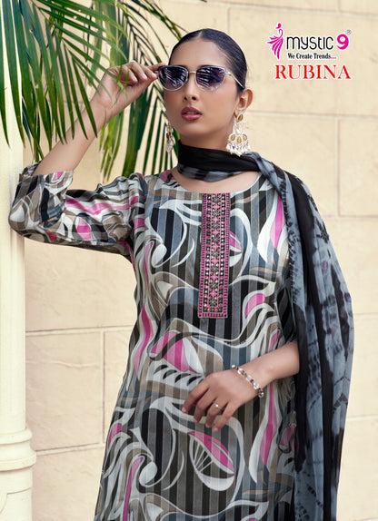 Rubina Vol 12 Mystic 9 Rayon Readymade Pant Style Suits Wholesaler Ahmedabad