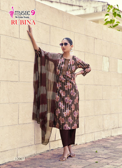 Rubina Vol 12 Mystic 9 Rayon Readymade Pant Style Suits Wholesaler Ahmedabad