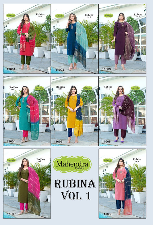 Rubina Vol 1 Mahendra Fashion Vatican Readymade Pant Style Suits Manufacturer