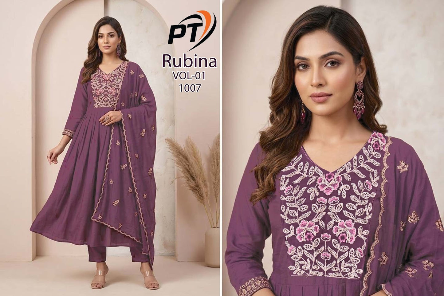 Rubina Vol 1 Pt Chanderi Readymade Anarkali Suits Wholesale Price