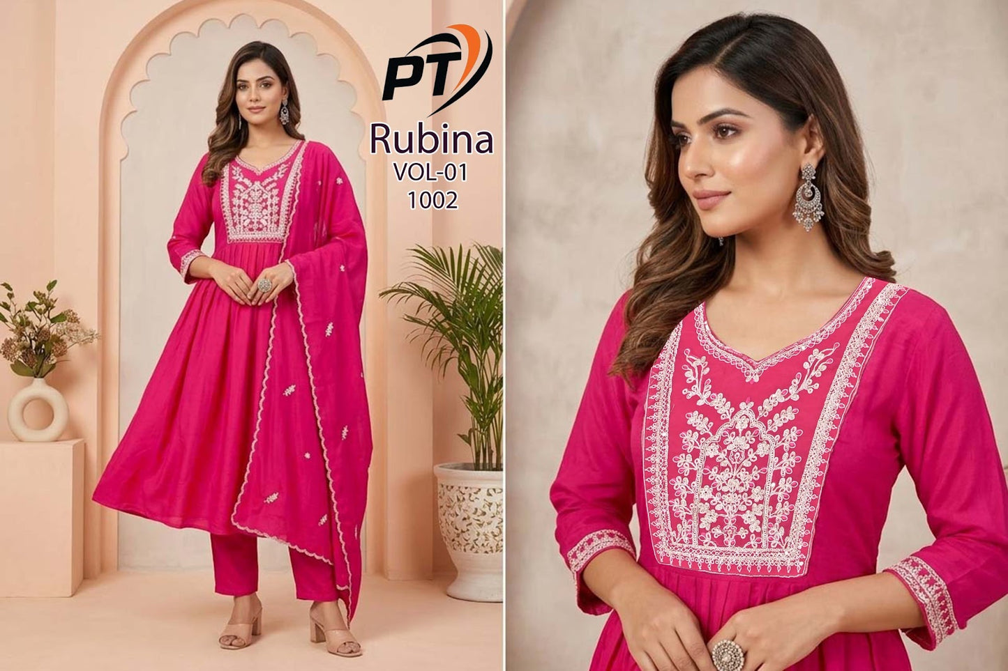 Rubina Vol 1 Pt Chanderi Readymade Anarkali Suits Wholesale Price