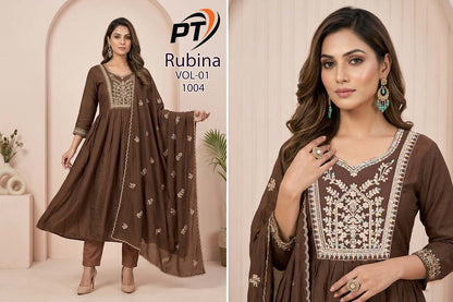 Rubina Vol 1 Pt Chanderi Readymade Anarkali Suits Wholesale Price