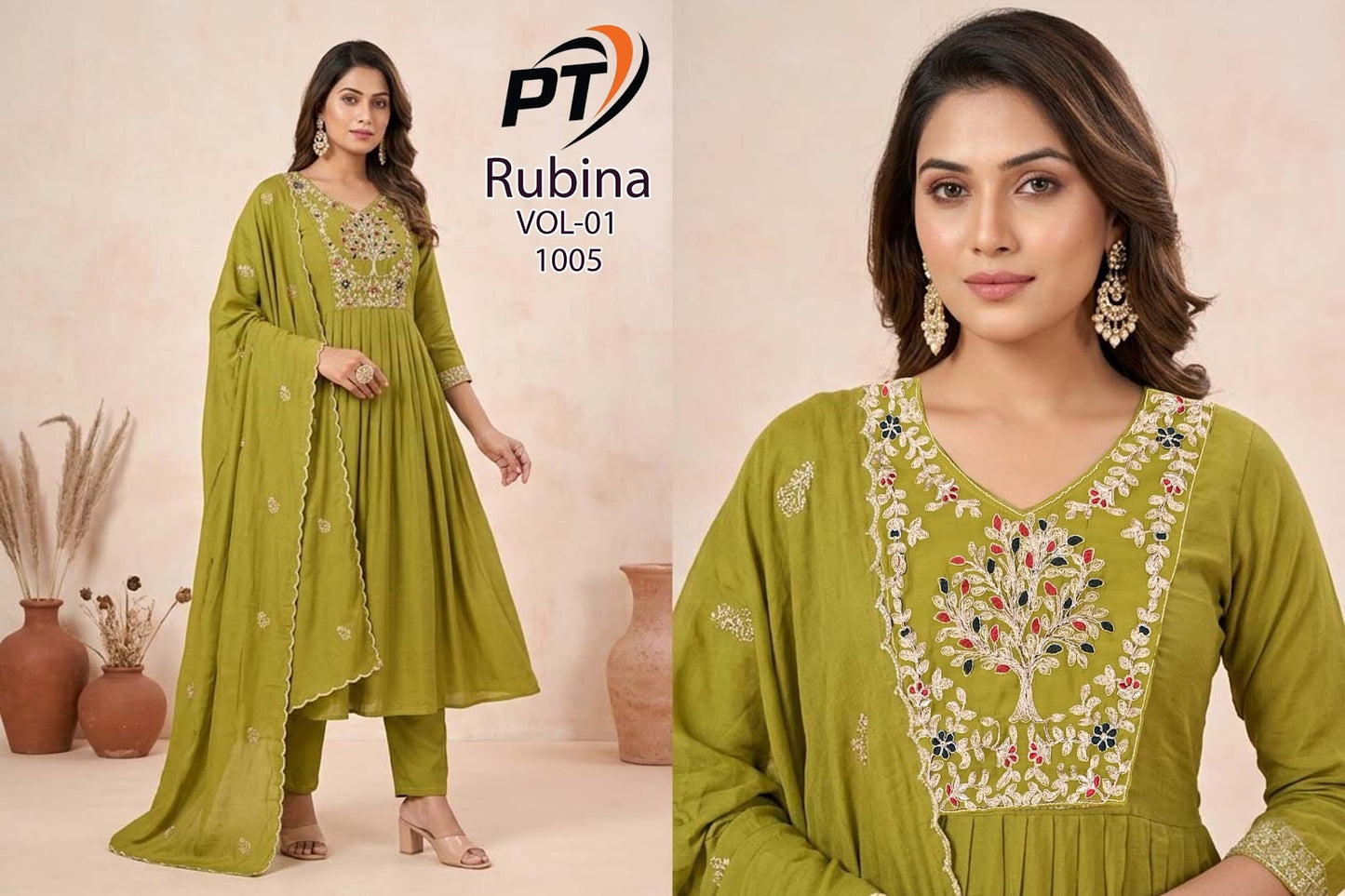 Rubina Vol 1 Pt Chanderi Readymade Anarkali Suits Wholesale Price