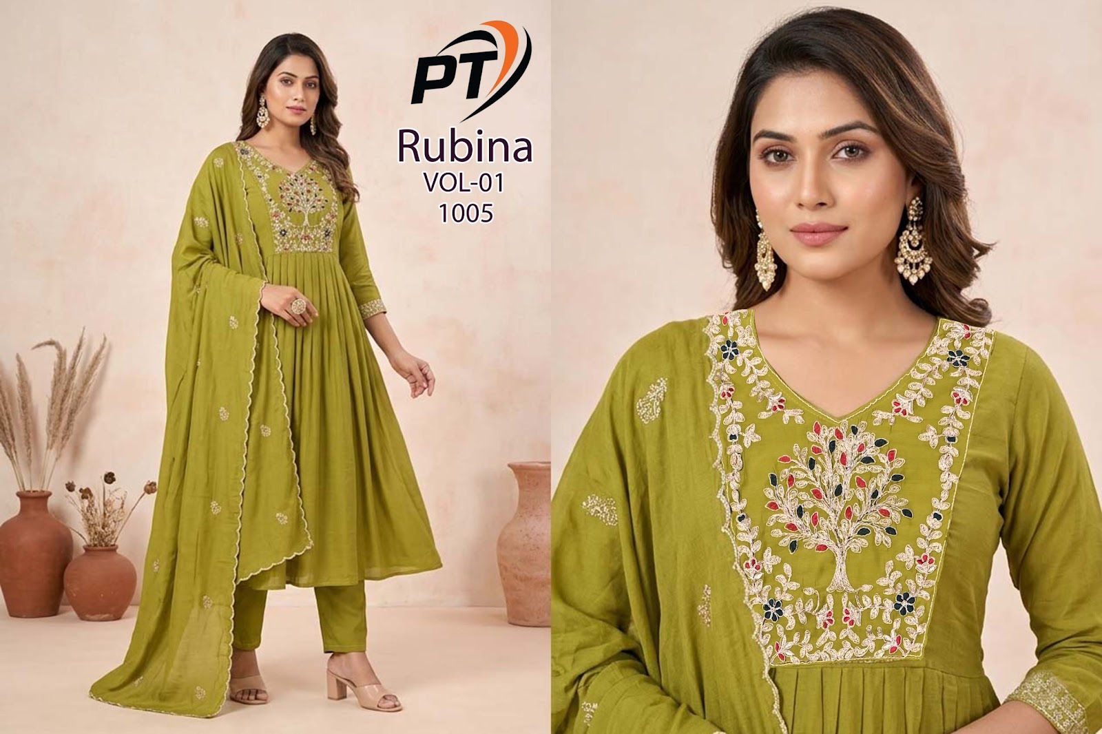 Rubina Vol 1 Pt Chanderi Readymade Anarkali Suits Wholesale Price
