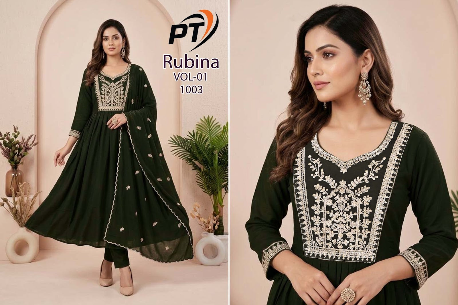 Rubina Vol 1 Pt Chanderi Readymade Anarkali Suits Wholesale Price