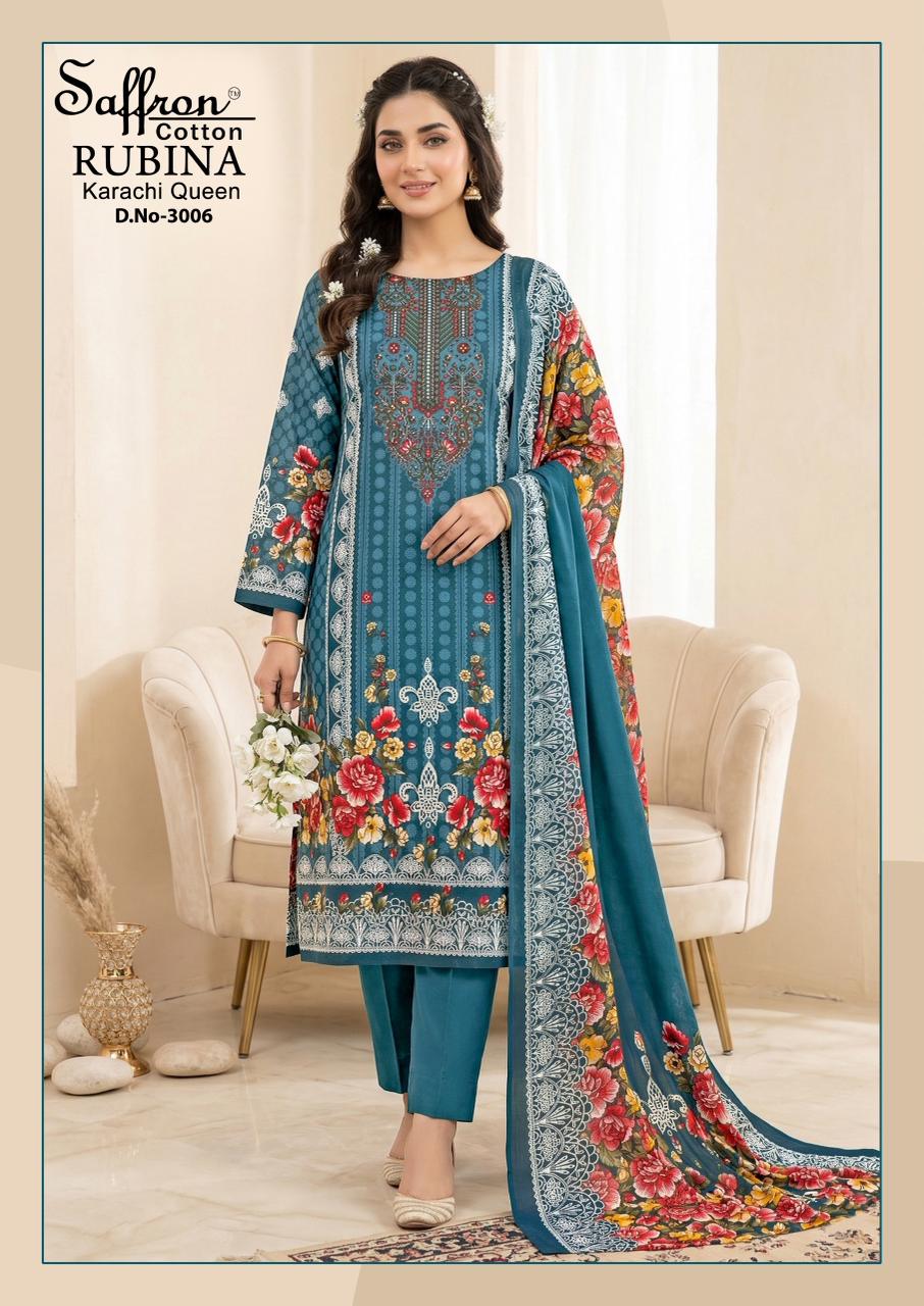 Rubina Vol 3 Saffron Cotton Indo Karachi Salwar Suits Supplier Gujarat