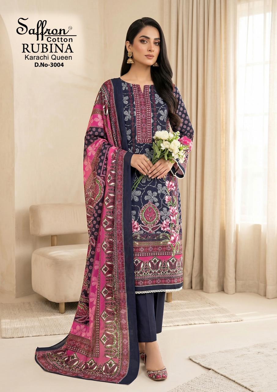 Rubina Vol 3 Saffron Cotton Indo Karachi Salwar Suits Supplier Gujarat