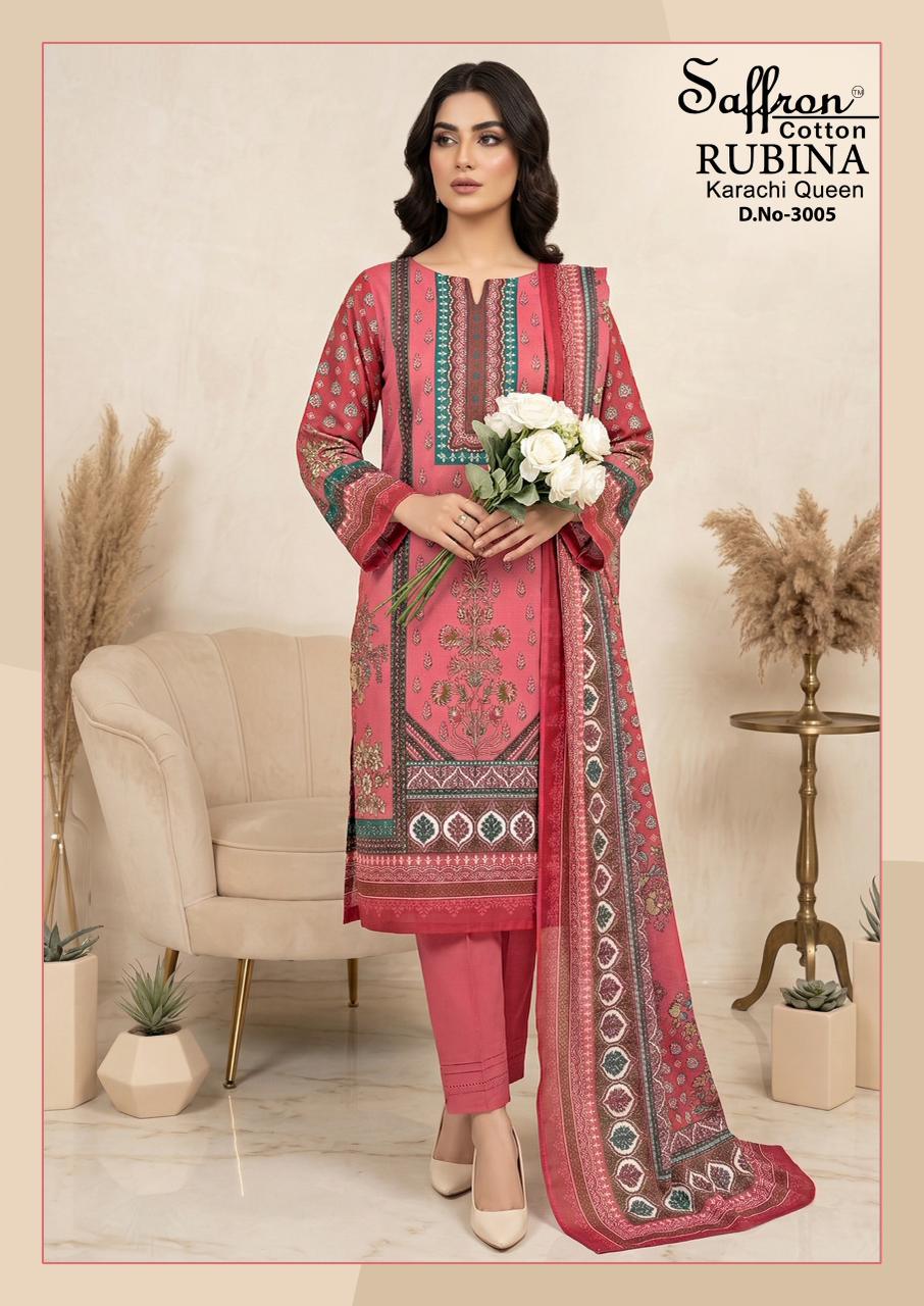 Rubina Vol 3 Saffron Cotton Indo Karachi Salwar Suits Supplier Gujarat