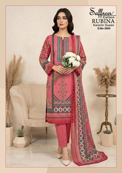Rubina Vol 3 Saffron Cotton Indo Karachi Salwar Suits Supplier Gujarat