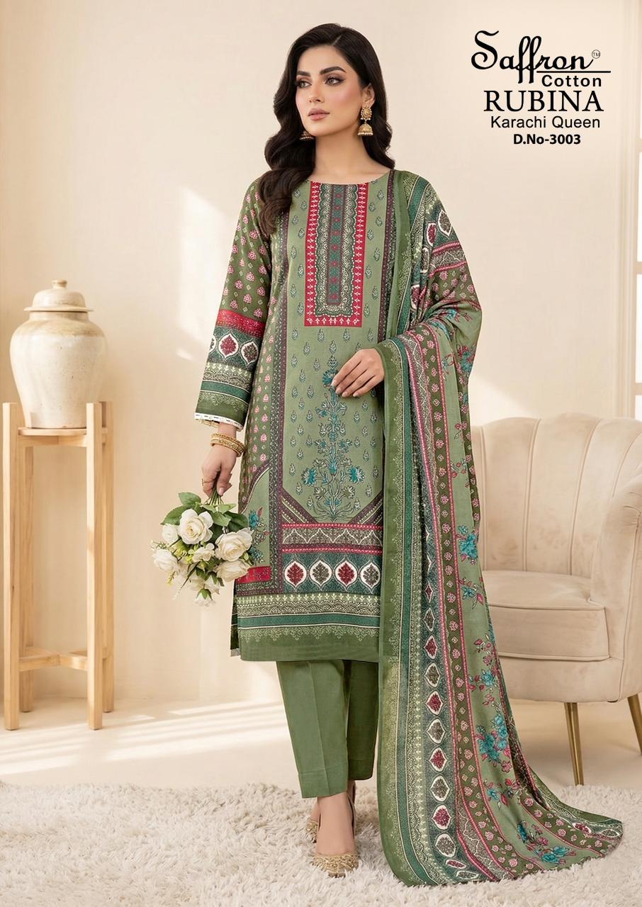 Rubina Vol 3 Saffron Cotton Indo Karachi Salwar Suits Supplier Gujarat