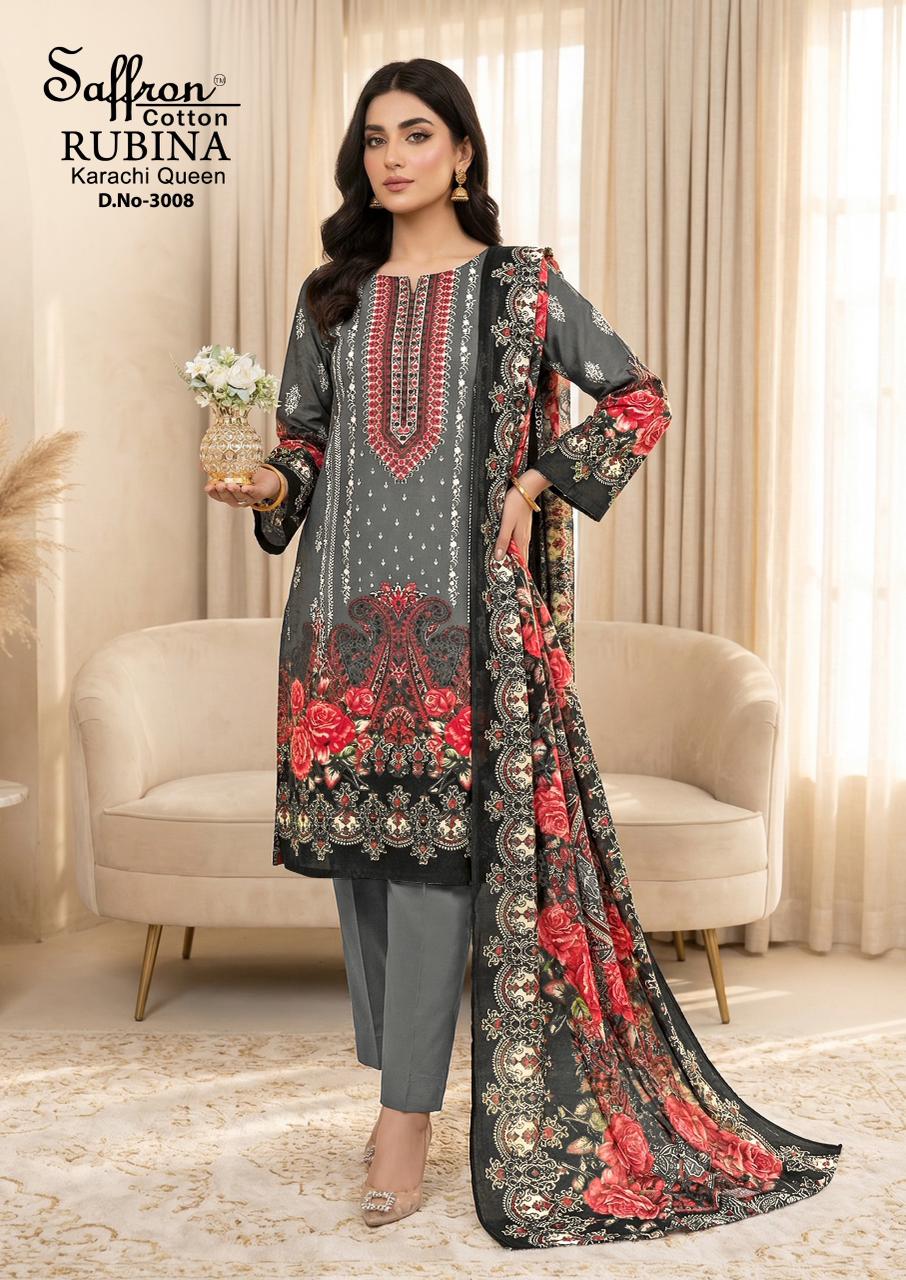 Rubina Vol 3 Saffron Cotton Indo Karachi Salwar Suits Supplier Gujarat