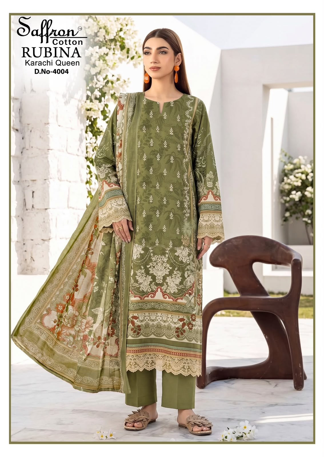 Rubina Vol 4 Saffron Cotton Indo Cotton Karachi Salwar Suits Supplier