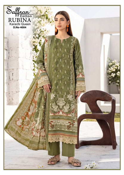 Rubina Vol 4 Saffron Cotton Indo Cotton Karachi Salwar Suits Supplier