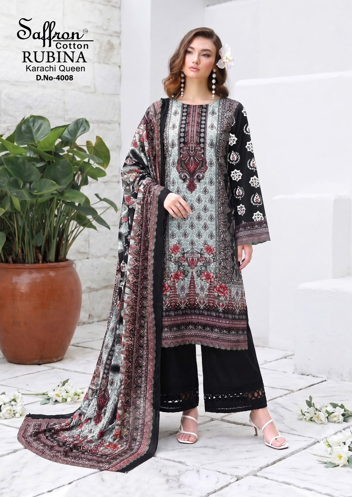 Rubina Vol 4 Saffron Cotton Indo Cotton Karachi Salwar Suits Supplier