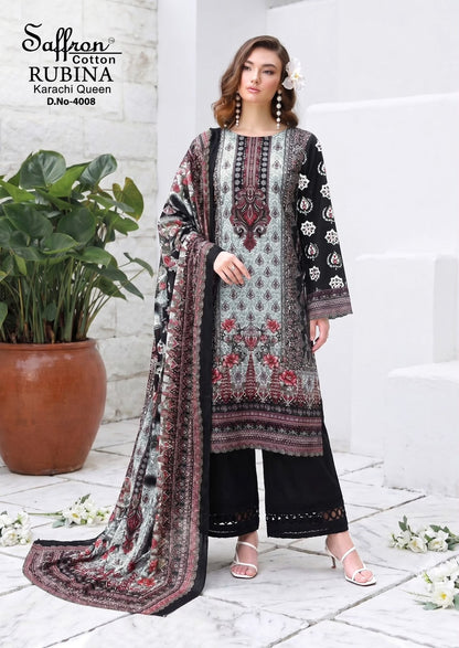 Rubina Vol 4 Saffron Cotton Indo Cotton Karachi Salwar Suits Supplier
