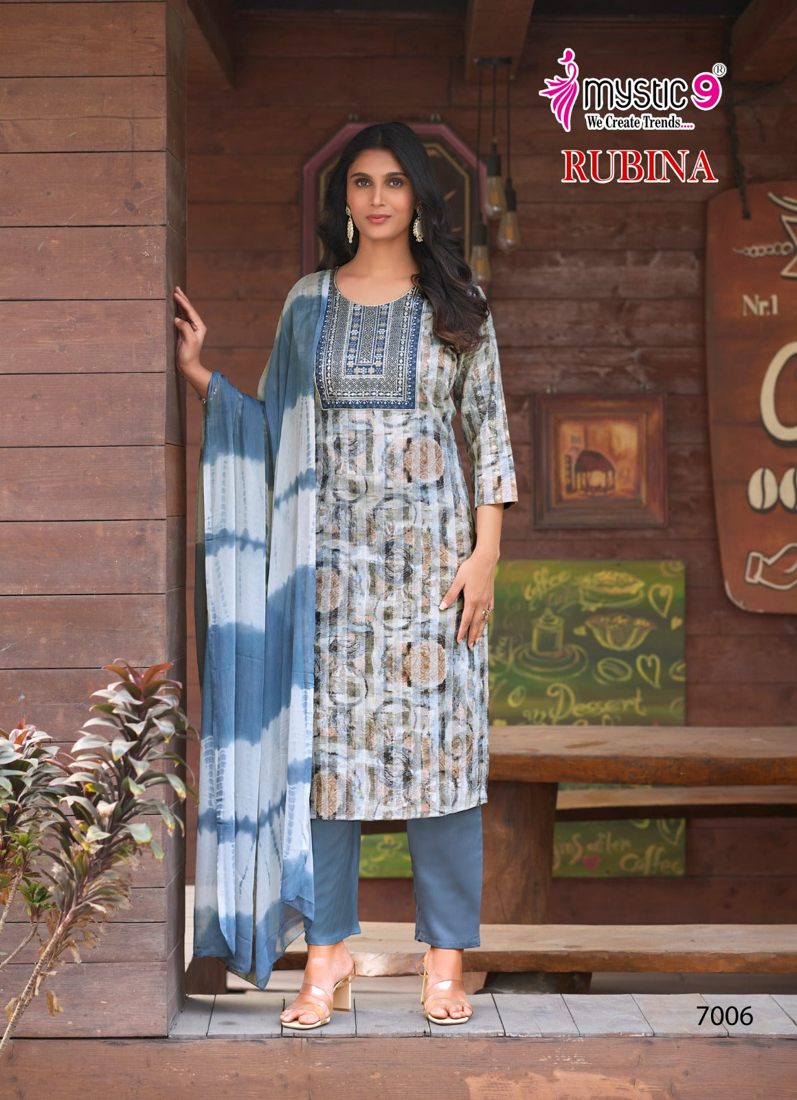 Rubina Vol 7 Mystic 9 Rayon Readymade Pant Style Suits Manufacturer India