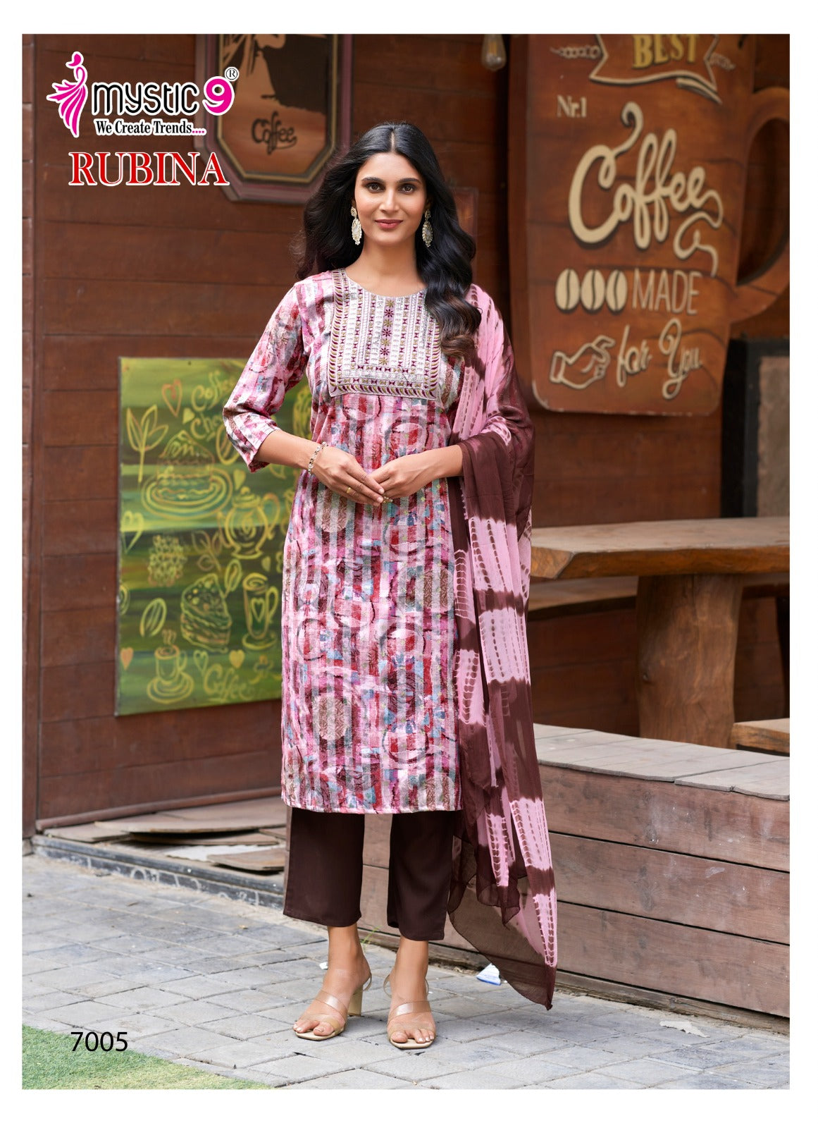 Rubina Vol 7 Mystic 9 Rayon Readymade Pant Style Suits Manufacturer India