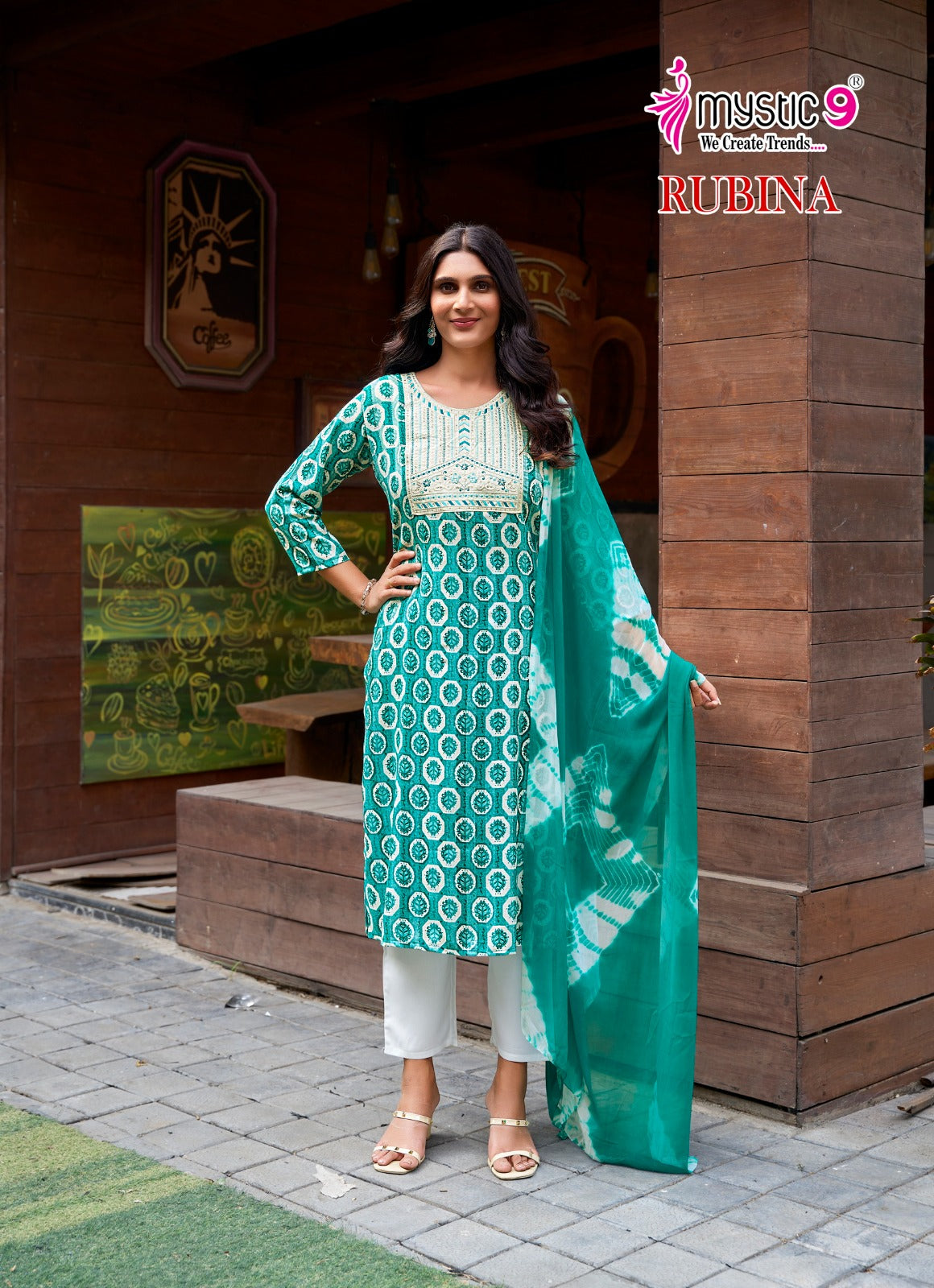 Rubina Vol 7 Mystic 9 Rayon Readymade Pant Style Suits Manufacturer India