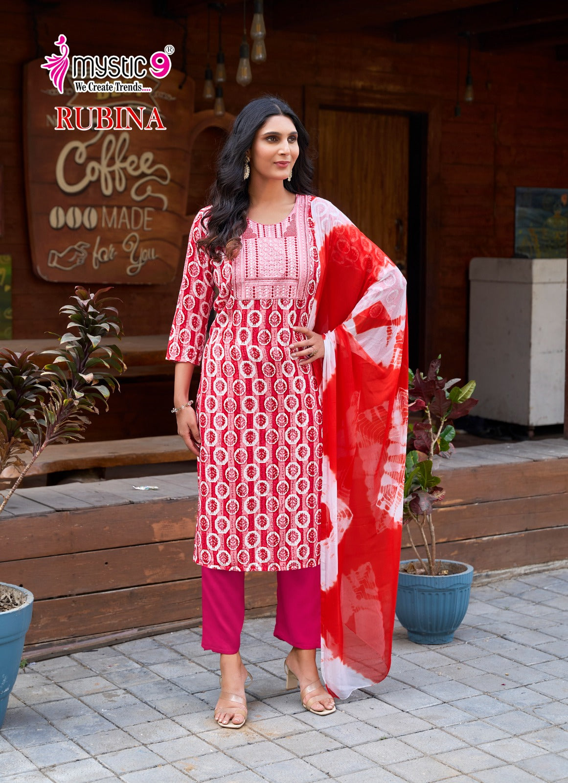 Rubina Vol 7 Mystic 9 Rayon Readymade Pant Style Suits Manufacturer India