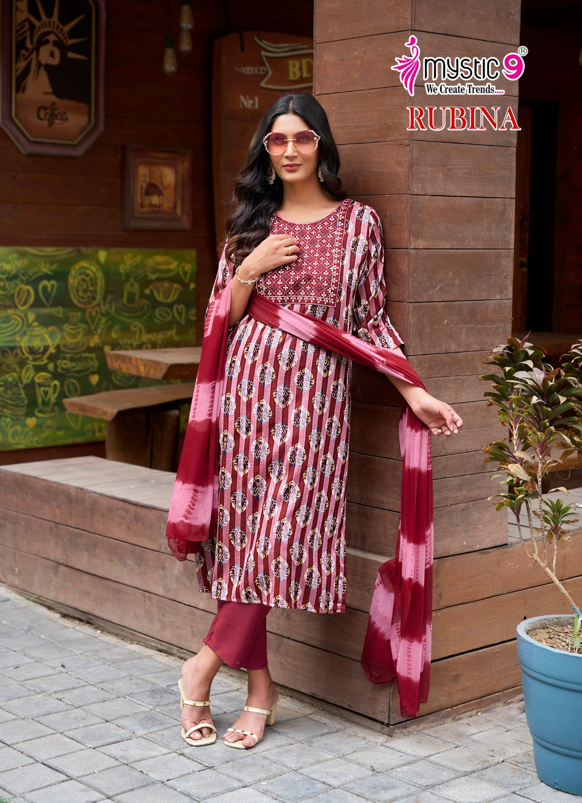 Rubina Vol 7 Mystic 9 Rayon Readymade Pant Style Suits Manufacturer India