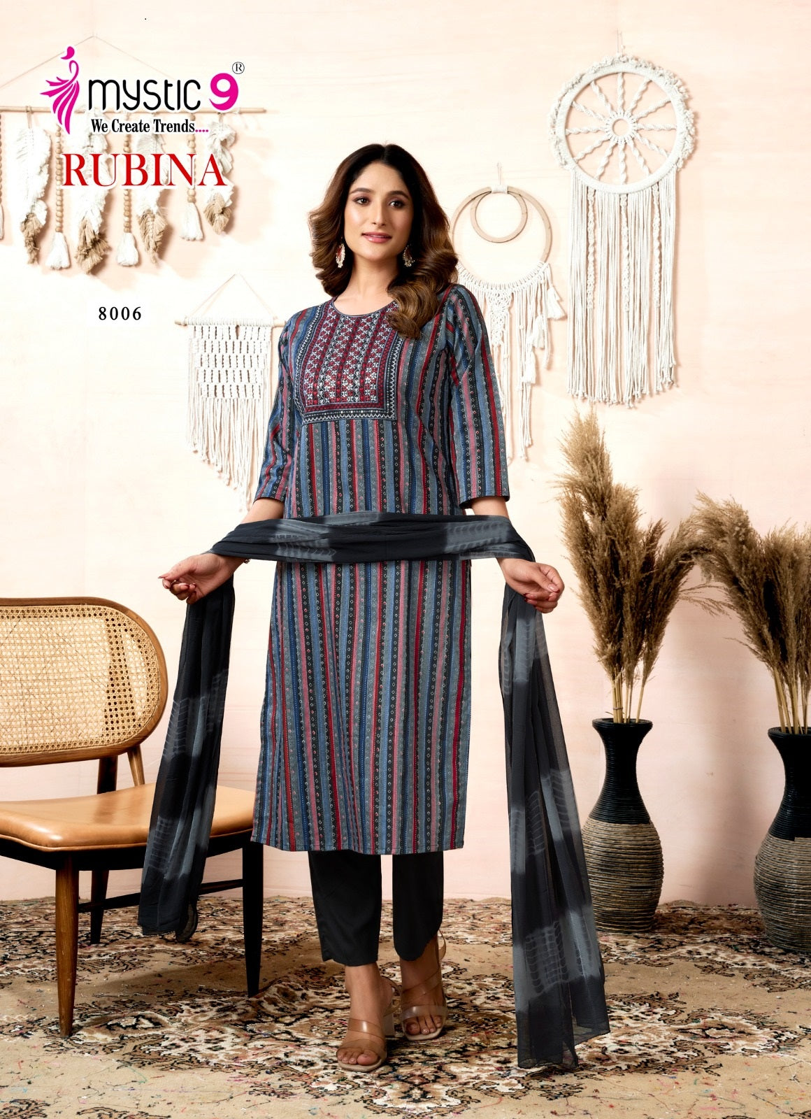 Rubina Vol 8 Mystic 9 Premium Rayon Readymade Suits Exporter Gujarat