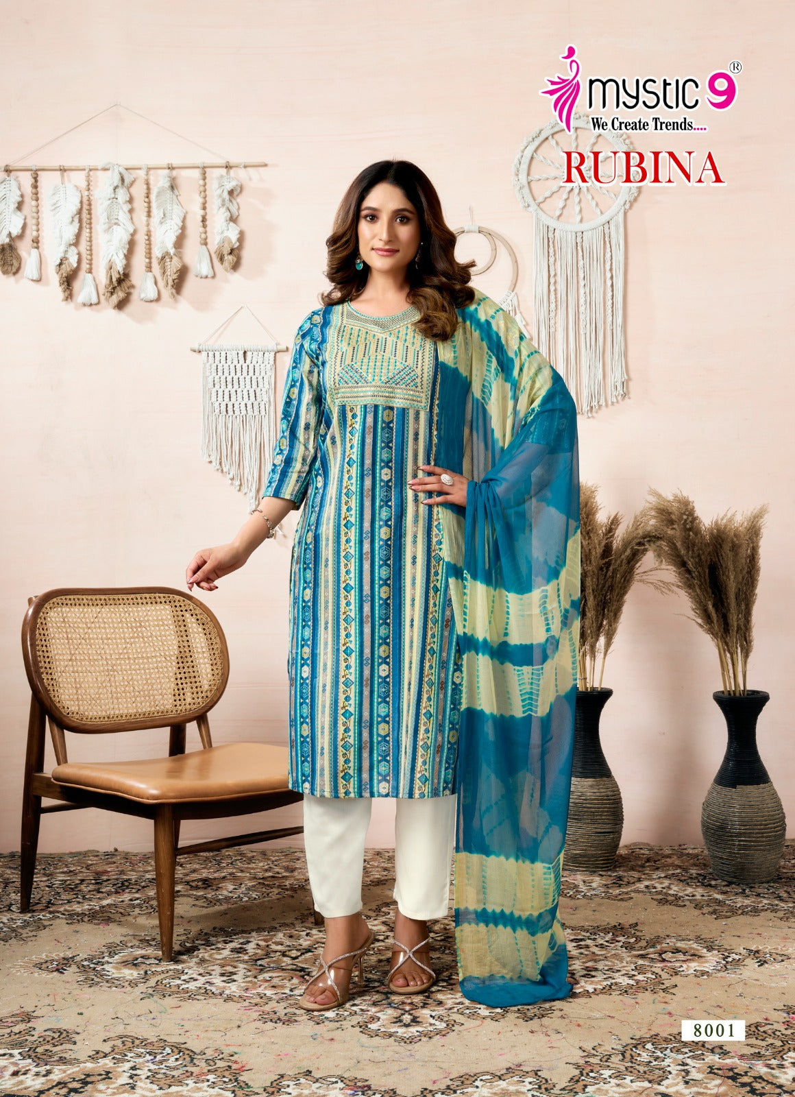 Rubina Vol 8 Mystic 9 Premium Rayon Readymade Suits Exporter Gujarat
