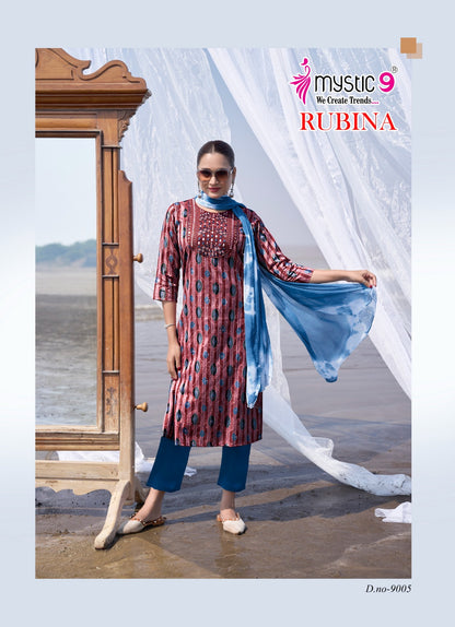 Rubina Vol 9 Mystic 9 Rayon Readymade Pant Style Suits Wholesale Price