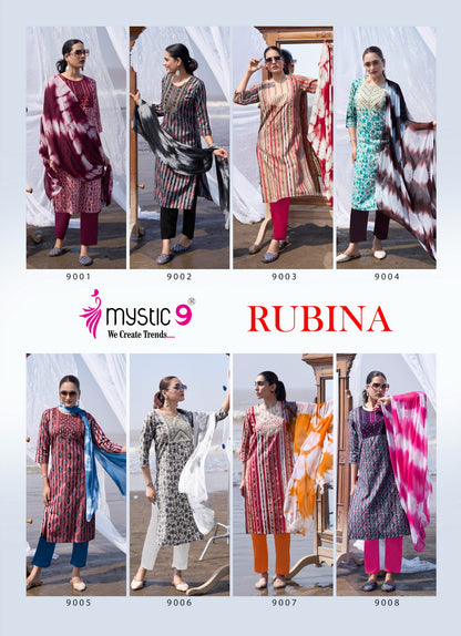 Rubina Vol 9 Mystic 9 Rayon Readymade Pant Style Suits Wholesale Price