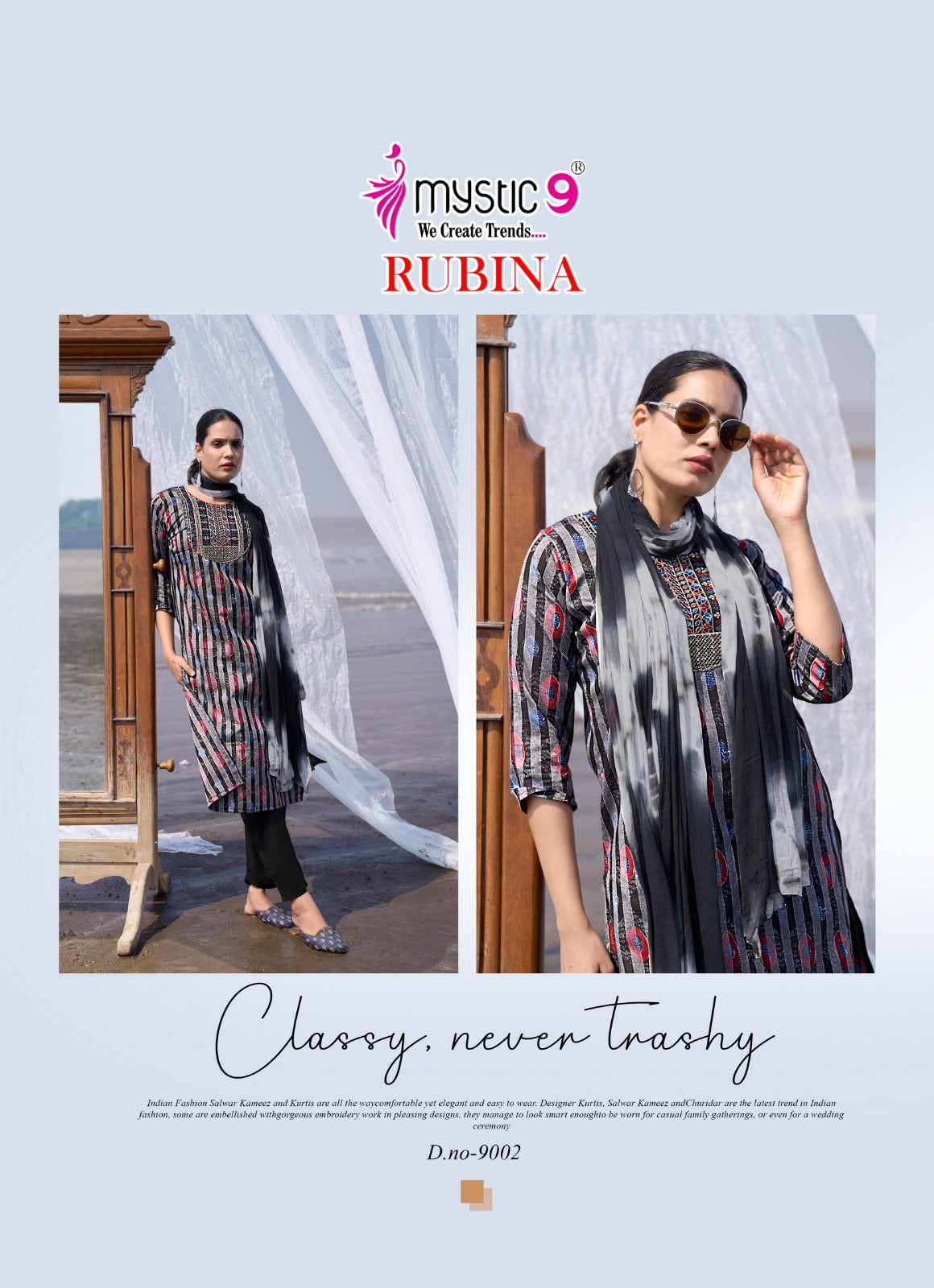 Rubina Vol 9 Mystic 9 Rayon Readymade Pant Style Suits Wholesale Price
