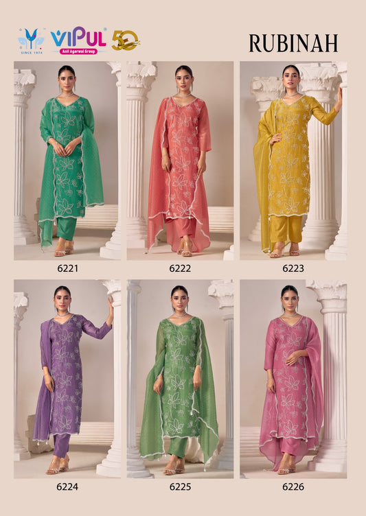 Rubinah Vipul Satin Pant Style Suits Supplier
